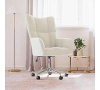 Qnhdfrt Poltrona relax in velluto bianco crema regolabile in altezza con ruote, molla a gas per soggiorno, camera da letto, design moderno, elegante cucitura decorativa
