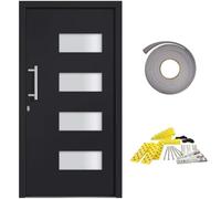 Qnhdfrt Porta Blindata d'Ingresso Alluminio e PVC Antracite 110x210 cm