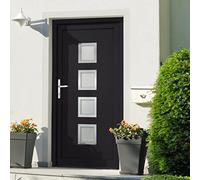 Qnhdfrt Porta d'ingresso antracite 108 x 200 cm con telaio in PVC 70 mm, anima in acciaio a 5 punti, cerniere 3D, design robusto per ingresso e ingresso secondario