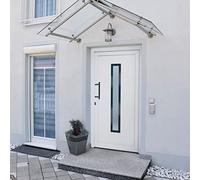 Qnhdfrt Porta d'ingresso con telaio bianco 98 x 208 cm in PVC robusta porta d'ingresso con chiusura a testa a fungo a 5 punti, cerniere 3D, protezione termica 1,4 W/m²K, manico in acciaio inox e kit