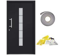 Qnhdfrt Porta d'Ingresso PVC e Alluminio Antracite 100x210 cm Sx