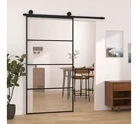 Qnhdfrt Porta scorrevole 102,5 x 205 cm, in vetro temperato e alluminio con guarnizione completa, design moderno, salvaspazio e silenzioso, per soggiorno, corridoio e ufficio