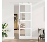 Qnhdfrt Porta scorrevole 83 x 232 cm bianco in legno di pino massiccio con guarnizione in metallo salvaspazio per soggiorno sala da pranzo corridoi