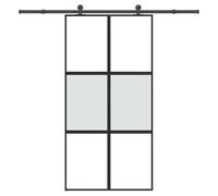 Qnhdfrt Porta scorrevole con guarnizione 102,5 x 205 cm in vetro temperato e alluminio nero opaco trasparente frangivista design moderno robusto binario di scorrimento 100 kg portata per soggiorno