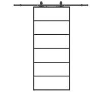 Qnhdfrt Porta Scorrevole da Interno 90x205cm Vetro ESG e Binario Nero
