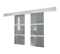 Qnhdfrt Porta Scorrevole Doppia in Vetro e Alluminio, 205 x 75 cm