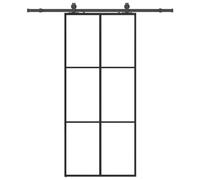 Qnhdfrt Porta Scorrevole in Vetro ESG 90x205 cm con Binario Nero