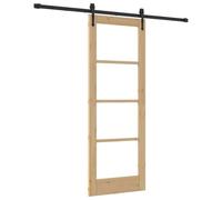 Qnhdfrt Porta Scorrevole Interno in Legno Pino e Vetro 73,5x198,5 cm | Ideale per ottimizzare lo spazio in soggiorno, camera o cucina grazie al design salvaspazio moderno e silenzioso.