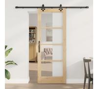 Qnhdfrt Porta scorrevole ORKDAL marrone, 78 x 202 cm, in legno di pino massiccio con guarnizione in metallo, design moderno, salvaspazio e durevole, per soggiorno, sala da pranzo e corridoio