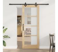 Qnhdfrt Porta scorrevole Orkdal marrone, 78 x 202 cm, legno massello di pino con guarnizione in metallo, design moderno, salvaspazio e durevole, per soggiorno, sala da pranzo, porta interna