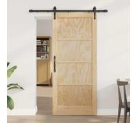 Qnhdfrt Porta scorrevole Orkdal marrone, 86 x 198,5 cm, in legno massello di pino, con binario di scorrimento, design moderno, robusto e silenzioso, per soggiorno, corridoio, camera da letto