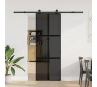 Qnhdfrt Porta Scorrevole Vetro Temperato e Alluminio con Binario 76x205cm
