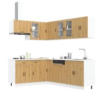 Qnhdfrt Porto Artisan Rovere Set di 11 armadi da cucina in legno e vetro con piedini regolabili e molto spazio per cucine moderne