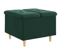 Qnhdfrt Pouf Contenitore Quadrato in Velluto Verde Scuro, 60x60x45 cm