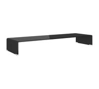 Qnhdfrt Rialzo TV Vetro Temperato Nero, Supporto Monitor 100x30x13 cm