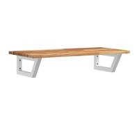 Qnhdfrt Ripiano Sospeso per Lavabo Bagno in Acciaio e Acacia 80cm | Mensola salvaspazio da bagno con struttura a trapezio per appendere asciugamani e piano in legno non forato.