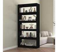 Qnhdfrt Scaffalatura sottile per libreria, colore nero, 80 x 30 x 167,4 cm, in legno massello di pino robusto, stabile, sottile, alta, per soggiorno, corridoio, ufficio