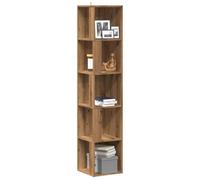 Qnhdfrt Scaffale angolare in legno di quercia artisan, 33 x 33 x 165 cm, rettangolare, con spazio di archiviazione, salvaspazio, robusto, durevole, per soggiorno, camera da letto, ufficio