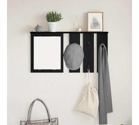 Qnhdfrt Scaffale da parete in rovere nero, 85 x 10 x 45 cm, con specchio e gancio in metallo, design moderno, robusto materiale in legno per corridoio, camera da letto e cucina