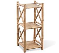 Qnhdfrt Scaffale in bambù con 3 ripiani, quadrato, 35 x 35 x 81 cm, robusto e durevole, per bagno, soggiorno, balcone, come libreria, per piante o portasciugamani