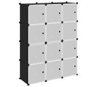 Qnhdfrt Scaffale Modulare a 12 Cubi con Ante, Mobiletto Plastica Nero | Ottimizza lo spazio in soggiorno o ufficio con una struttura in acciaio resistente e moduli configurabili da 10 kg l'uno.