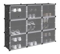 Qnhdfrt Scaffale modulare a cubo nero, set da 9 pezzi, con porte, organizer sottile per scarpe, corridoio, campeggio, salvaspazio