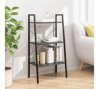 Qnhdfrt Scaffale nero 56 x 35 x 108 cm Libreria con 3 ripiani in acciaio e legno soluzione angolare salvaspazio con struttura robusta per soggiorno, ufficio, camera da letto e balcone