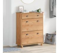 Qnhdfrt Scarpiera alta sottile e salvaspazio, in legno massello di pino marrone, 80 x 40 x 108 cm, con 3 cassetti e manici per coppa, per corridoio, camera da letto, scarpiera