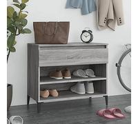Qnhdfrt Scarpiera Grigio Sonoma 70 x 36 x 60 cm in legno e metallo - Armadietto sottile con 2 scomparti e cassetto per riporre le scarpe senza polvere