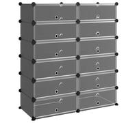Qnhdfrt Scarpiera Modulare 12 Cubi PP Acciaio Nero 94,5x36,5x106 cm | Portascarpe componibile per ingresso e camera da letto, con 12 scomparti chiusi per mantenere l'ordine in casa.