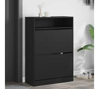 Qnhdfrt Scarpiera nera con 2 alette 80 x 34 x 116 cm, scarpiera salvaspazio in materiale legno, per corridoio e piccoli appartamenti, moderna conservazione