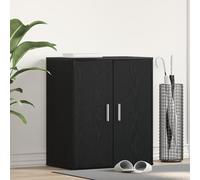 Qnhdfrt Scarpiera nera in rovere opaco, 60 x 35 x 70 cm, sottile, alta, con 2 ripiani, salvaspazio, per corridoio, camera da letto, ingresso, design robusto in legno