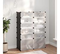 Qnhdfrt Scarpiera nera sottile alta 94 x 37 x 125 cm in PP e acciaio, scarpiera salvaspazio con struttura robusta per corridoio, campeggio, camper e ingresso organizzazione