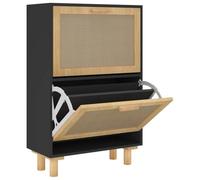 Qnhdfrt Scarpiera Salvaspazio 52x25x80 cm con Cassetti in Rattan Nero