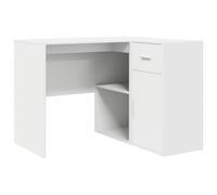 Qnhdfrt Scrivania angolare bianca, 102 x 88 x 75 cm, scrivania per computer con vano portaoggetti, 1 cassetto e porta, scrivania compatta in legno per casa e studio