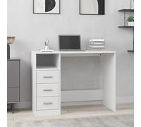 Qnhdfrt Scrivania con cassetti, colore bianco, 102 x 50 x 76 cm, in legno dal design moderno, con spazio per ufficio, home office e camera degli studenti