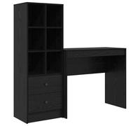 Qnhdfrt Scrivania con Libreria 2 Pezzi, Mobile Ufficio in Rovere Nero