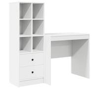 Qnhdfrt Scrivania con Libreria e 2 Cassetti per Studio Bianco 2 Pezzi