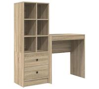 Qnhdfrt Scrivania con Libreria e Cassetti Rovere Sonoma Set da 2 Pezzi | Mobile salvaspazio per studio e ufficio con scaffalatura integrata per ottimizzare la gestione di documenti e PC.