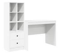 Qnhdfrt Scrivania con Libreria Set 2 Pezzi Bianco Mobile Ufficio e Studio