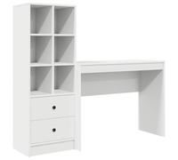 Qnhdfrt Scrivania con Mobile Alto 2 Pz Bianco in Legno Ingegnerizzato | Set tavolo PC e scaffale salvaspazio per camera e studio, con ampi ripiani e cassetti per organizzare i documenti.