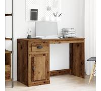 Qnhdfrt Scrivania con vano portaoggetti rustico, marrone, 50 x 115 x 75 cm, rettangolare, con cassetto, porta per casa, ufficio, lavoro informatico