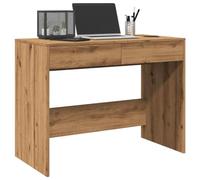 Qnhdfrt Scrivania in legno di quercia artisan, 101 x 50 x 76,5 cm, con 2 cassetti, robusta e durevole, per ufficio, home office e scuola