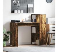 Qnhdfrt Scrivania in rovere affumicato in legno rettangolare marrone medio con 4 ripiani integrati per home office posto di lavoro e camera dei ragazzi