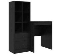 Qnhdfrt Scrivania per Ufficio con Libreria 2 Pezzi Rovere Nero | Set ufficio salvaspazio composto da tavolo studio e scaffale alto portaoggetti con cassetti per organizzare i documenti.