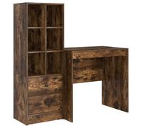 Qnhdfrt Scrivania Porta PC con Mobile Libreria 2 Pezzi Rovere Fumé