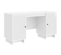 Qnhdfrt Scrivania Ufficio Bianco Lucido con Ripiani 142,5x50x75 cm | Scrittoio moderno con ripiani integrati per camera da letto o studio, ottimizza lo spazio di lavoro a casa.