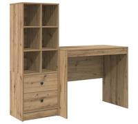 Qnhdfrt Scrivania Ufficio con Mobile Libreria 2 Pezzi Rovere