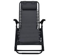 Qnhdfrt Sdraio Pieghevole Reclinabile da Giardino in Textilene Nero | Poltrona relax salvaspazio con poggiatesta per il massimo comfort in balcone, terrazzo o campeggio.