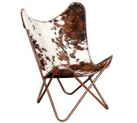 Qnhdfrt Sedia a Farfalla Vintage in Vera Pelle e Ferro, 74x66x90 cm